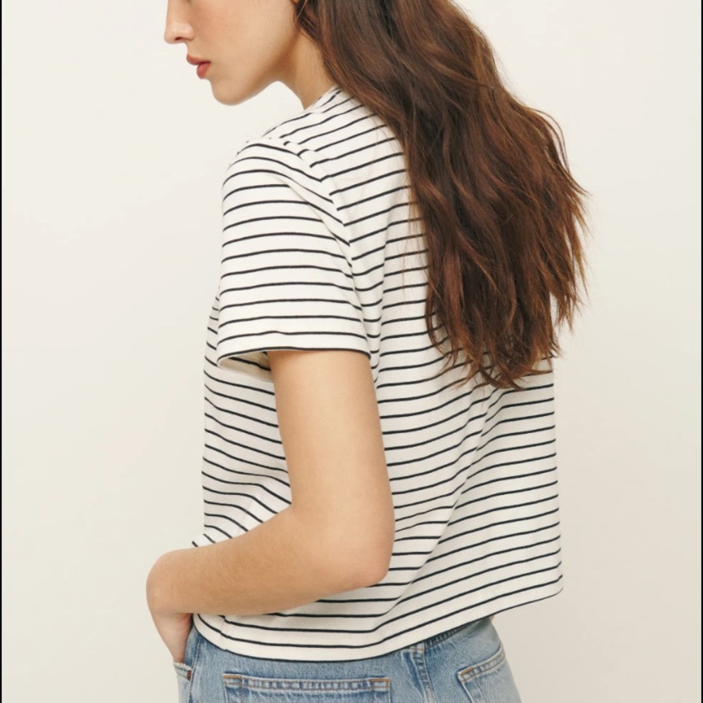 Reformation Black and White Striped Classic Tee - Picture 3 of 3